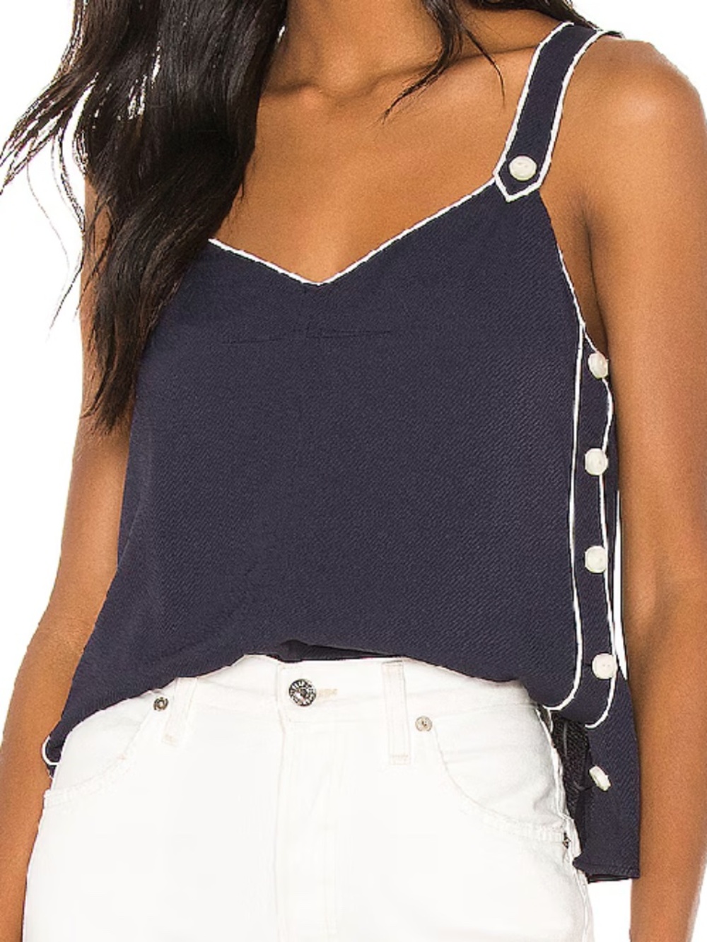 Rag & Bone Navy & White V-Neck Top Women's Size Small